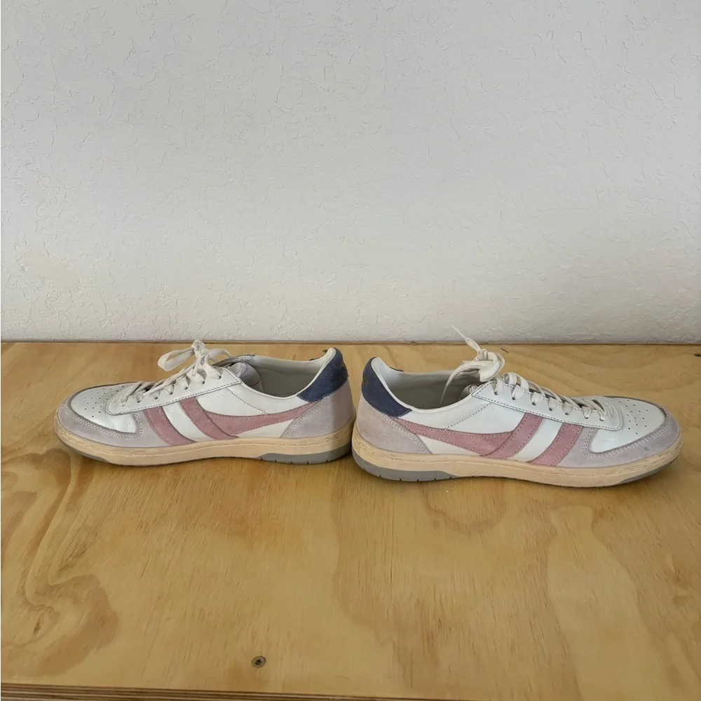 Gola Women's White Pink Blue Suede-Trim Sneakers